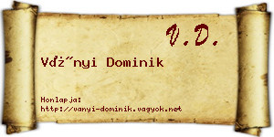 Ványi Dominik névjegykártya